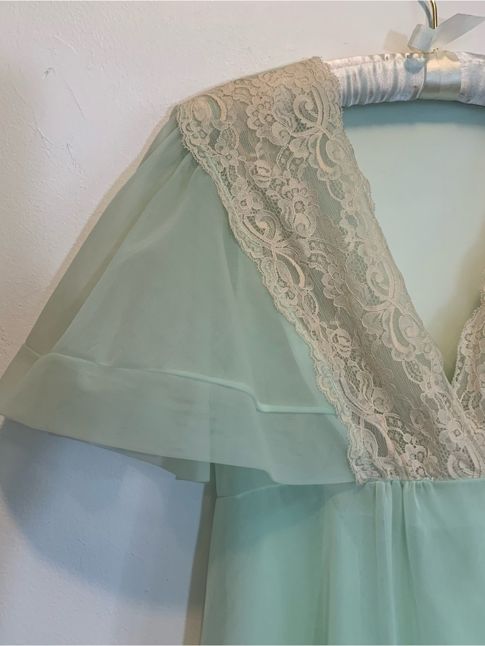 Vintage 70’s Shadowline Peignoir Set Sheer Chiffon Nightgown & Robe - Picture 5 of 14